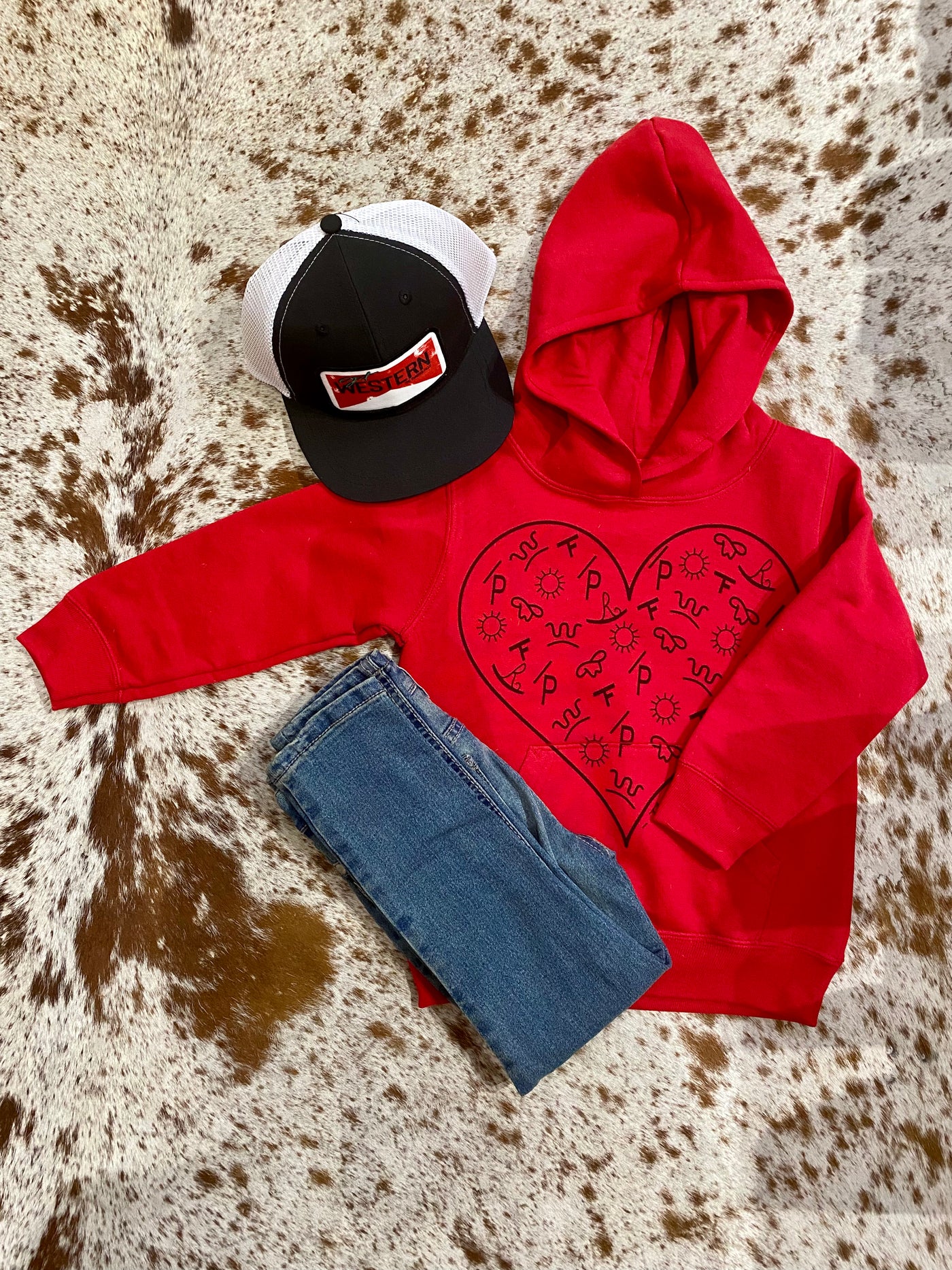 Twisted Filly Branded Heart Red Youth Hoodie