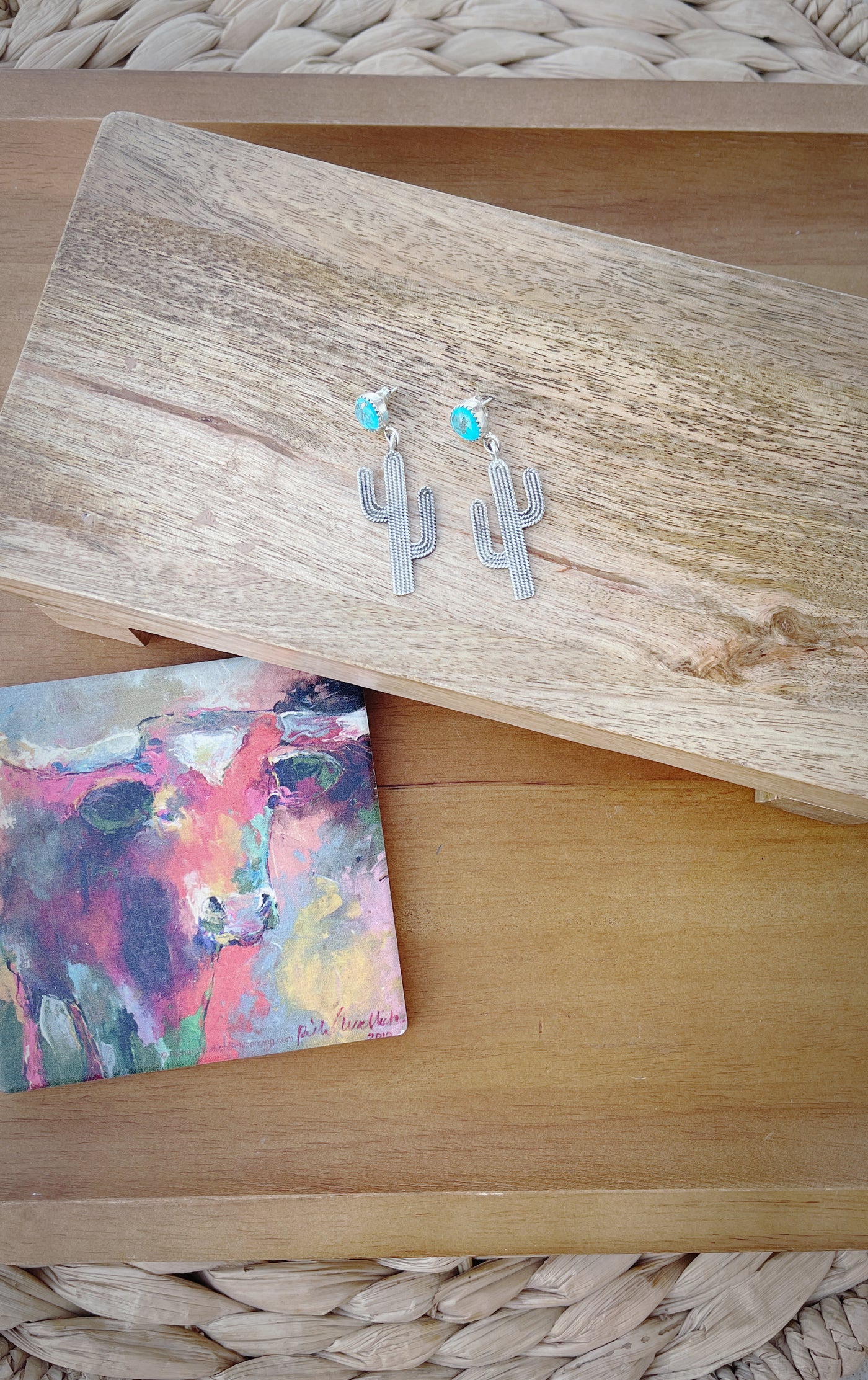 G3 Cactus Sterling Silver and Turquoise Drop Studs