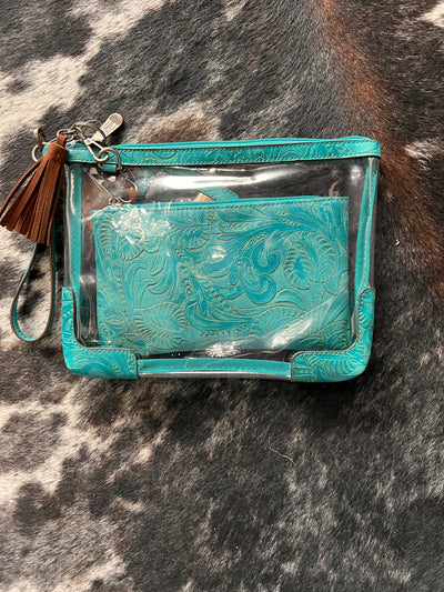 Justin Clear Tooled Cosmetic Bag