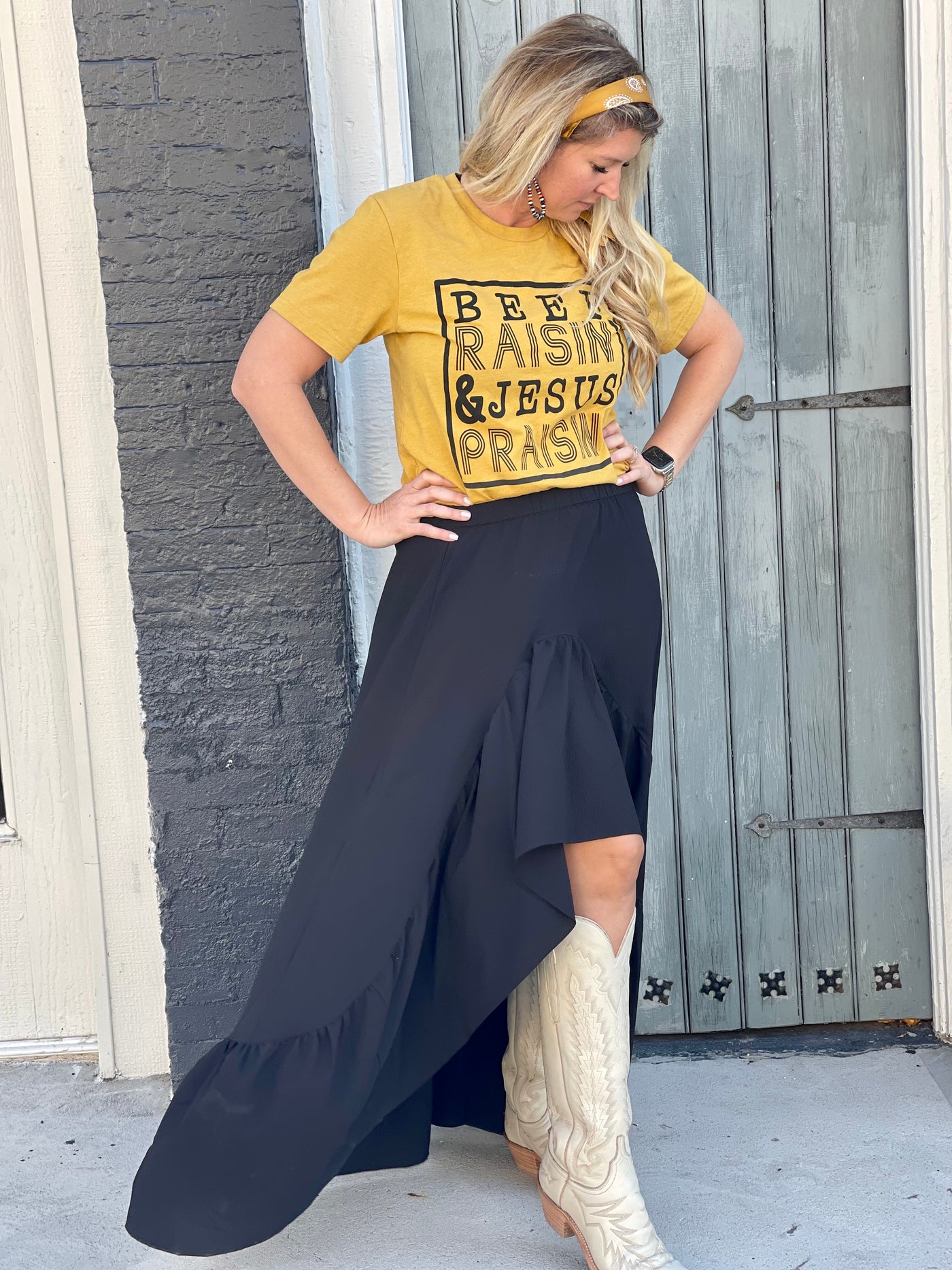 Georgia Ruffled High-Low Maxi Skirt