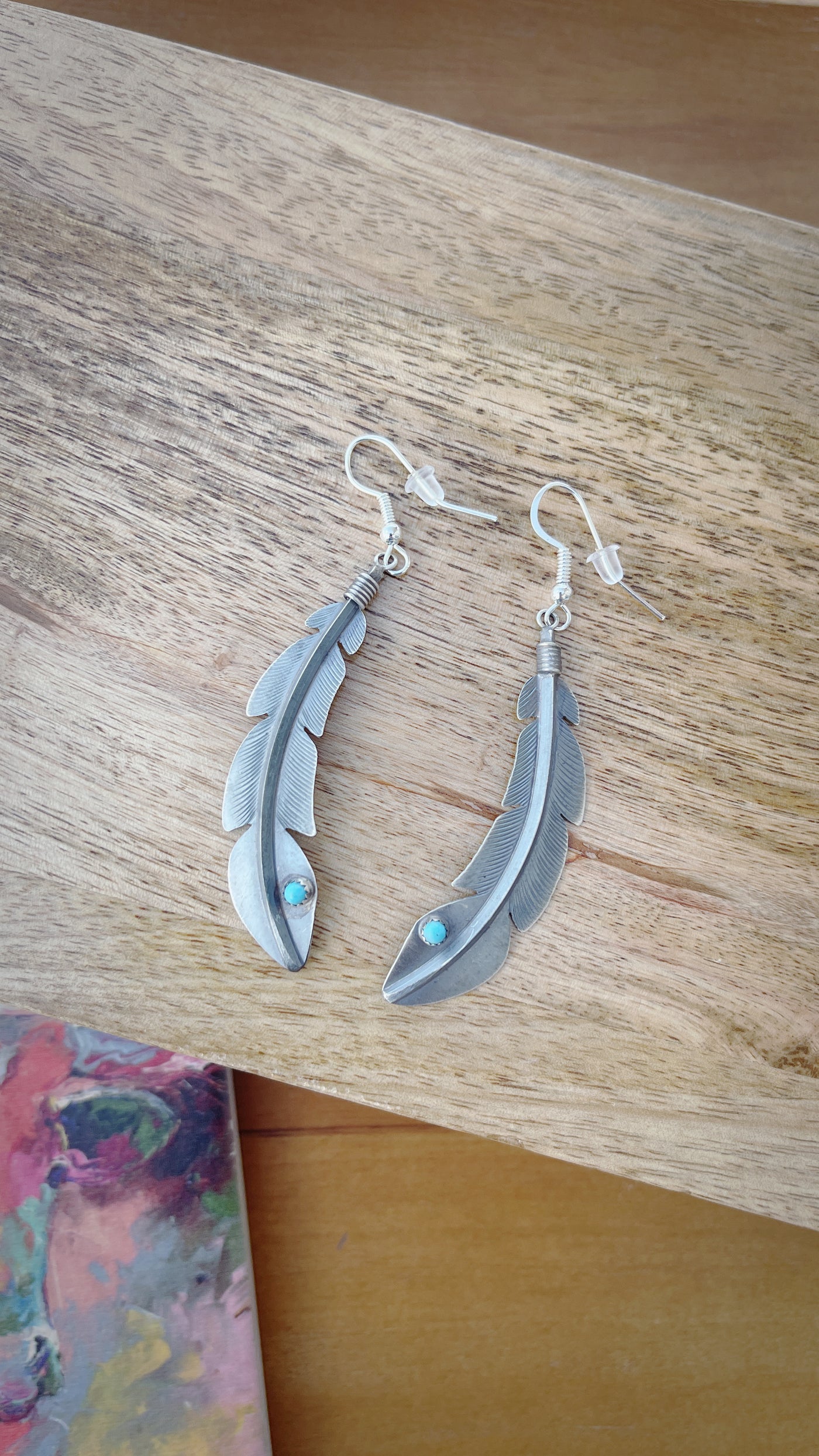 G3 Feather Silver and Turquoise Earrings