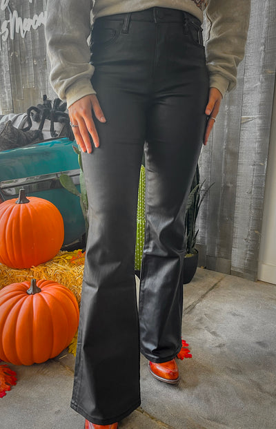 Kut From the Kloth Ana High Rise Fab Ab Black Faux Leather Flares