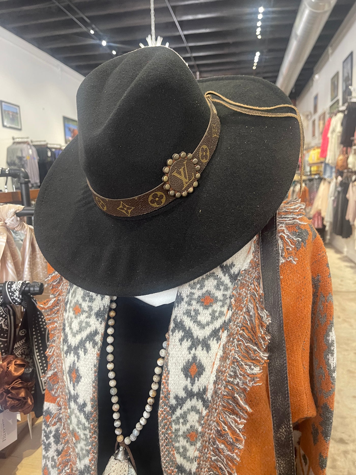 Wide Brim LV Banded Felt Hat - Main Image