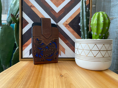 Justin Phone Case Holster with Blue Inlay
