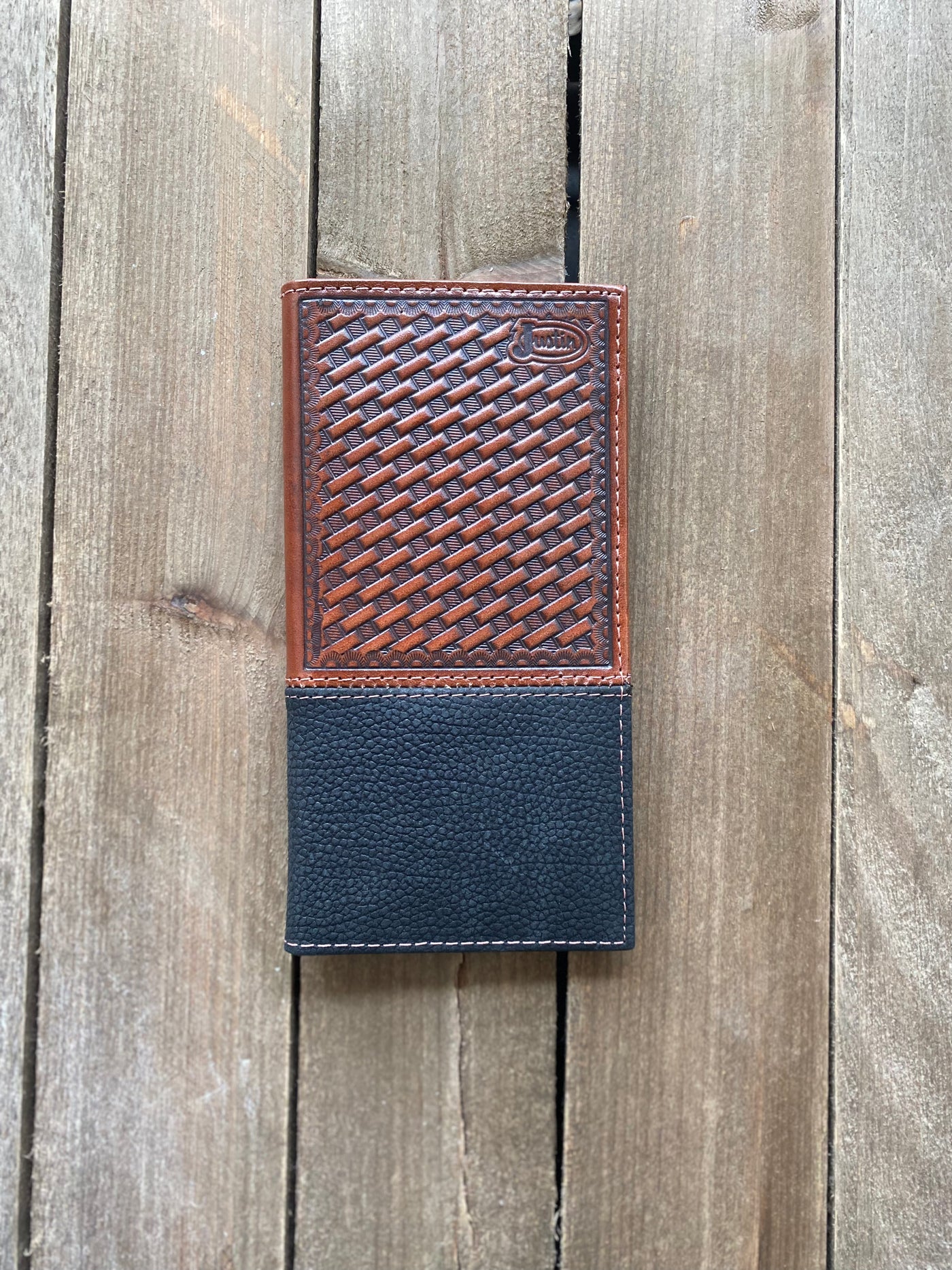 Justin's Men's Rodeo Wallet Dark Basketweave