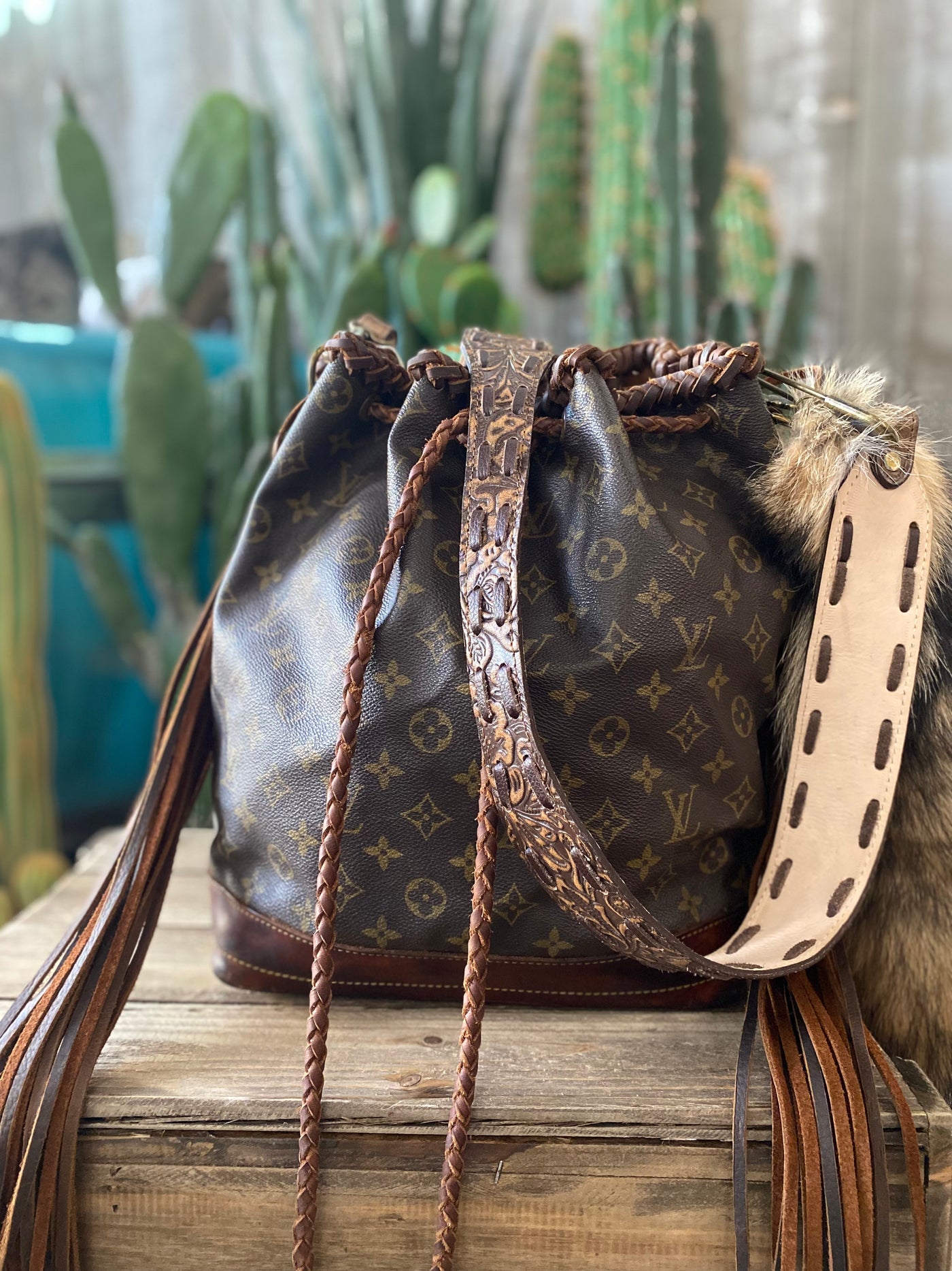Louis Vuitton Purse With Tooled Leather Purse Strap