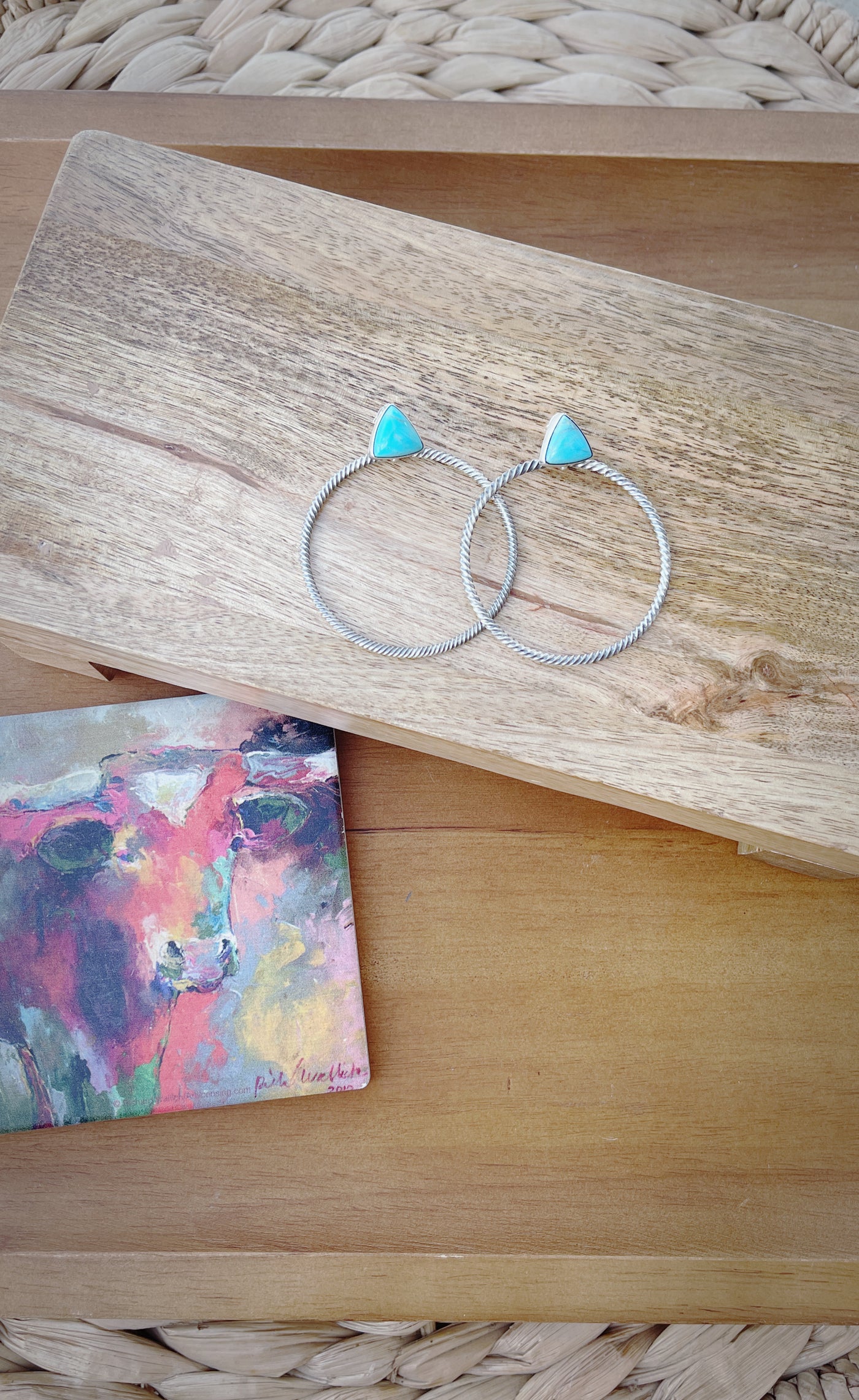 G3 Kacey Turquoise and Silver Hoops