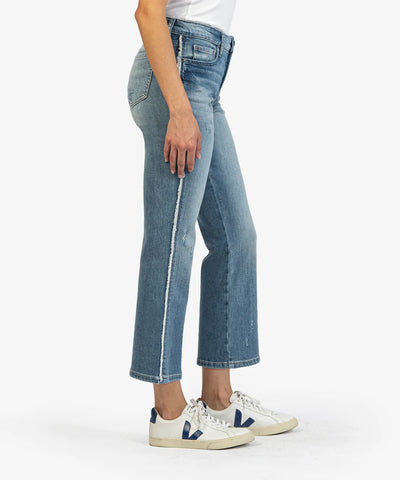 Kelsey High Rise Fab Ab Ankle Flare with Side Edge Fray - Generated Wash