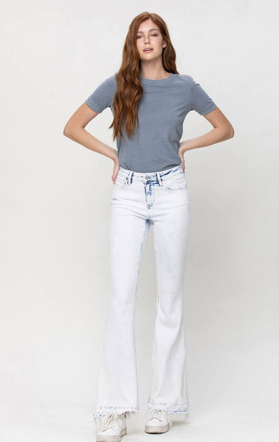 Alison Mid Rise Bleached & Raw Hem Flares