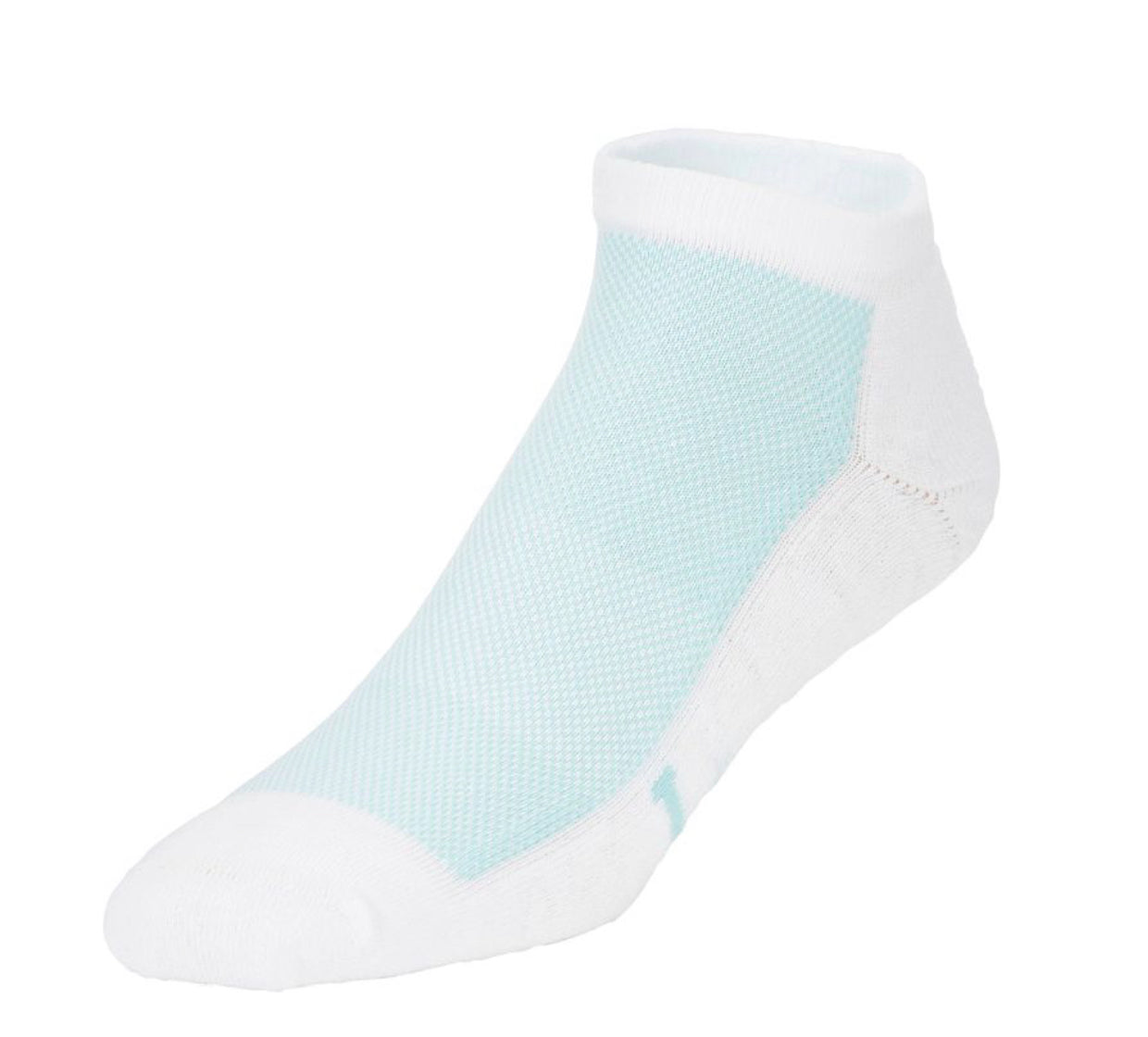 Justin White & Turquoise Ladies Low Cut Cushion Comfort Socks