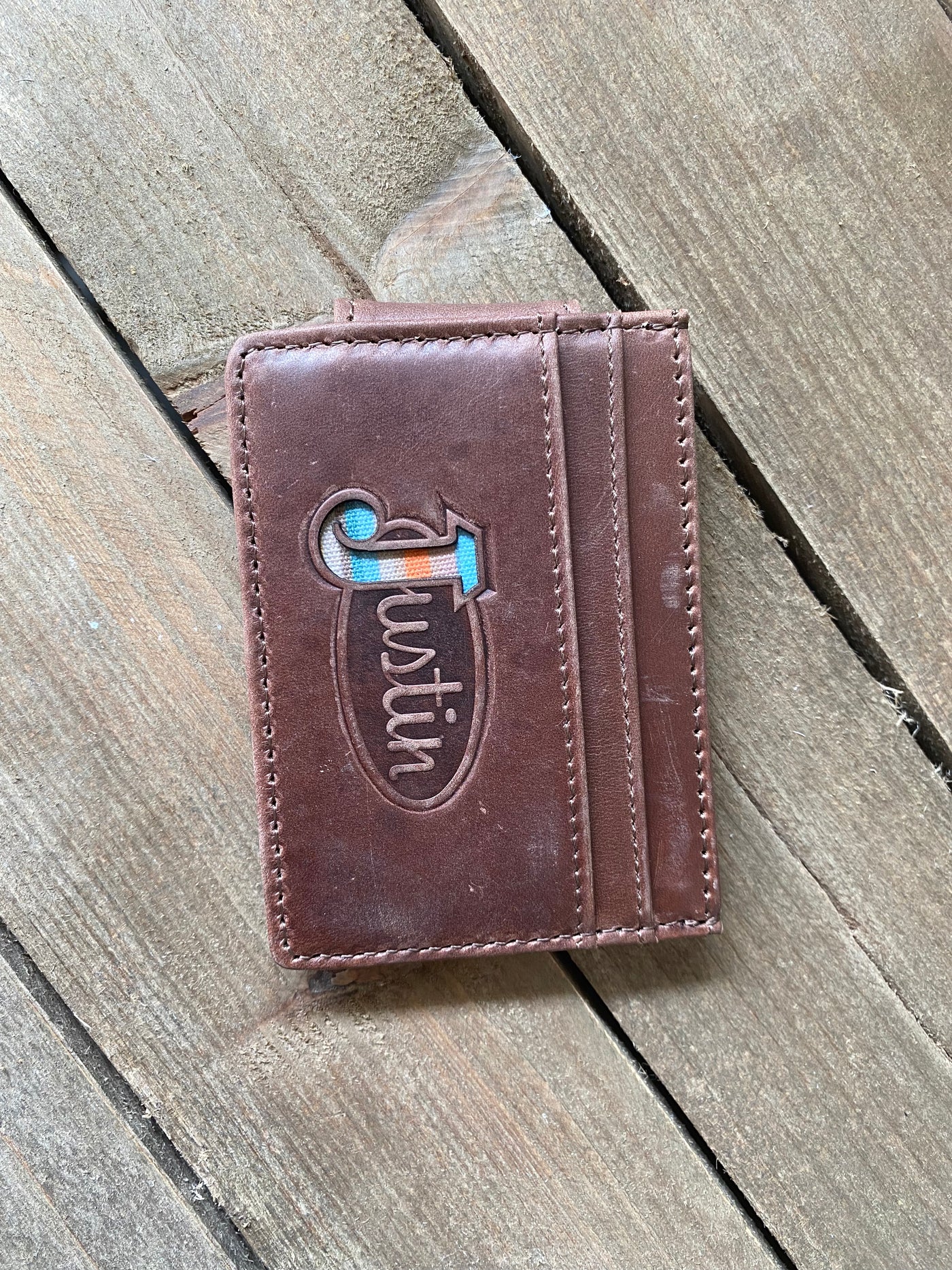 Justin's Card Wallet With Magnetic Clip Serape Logo