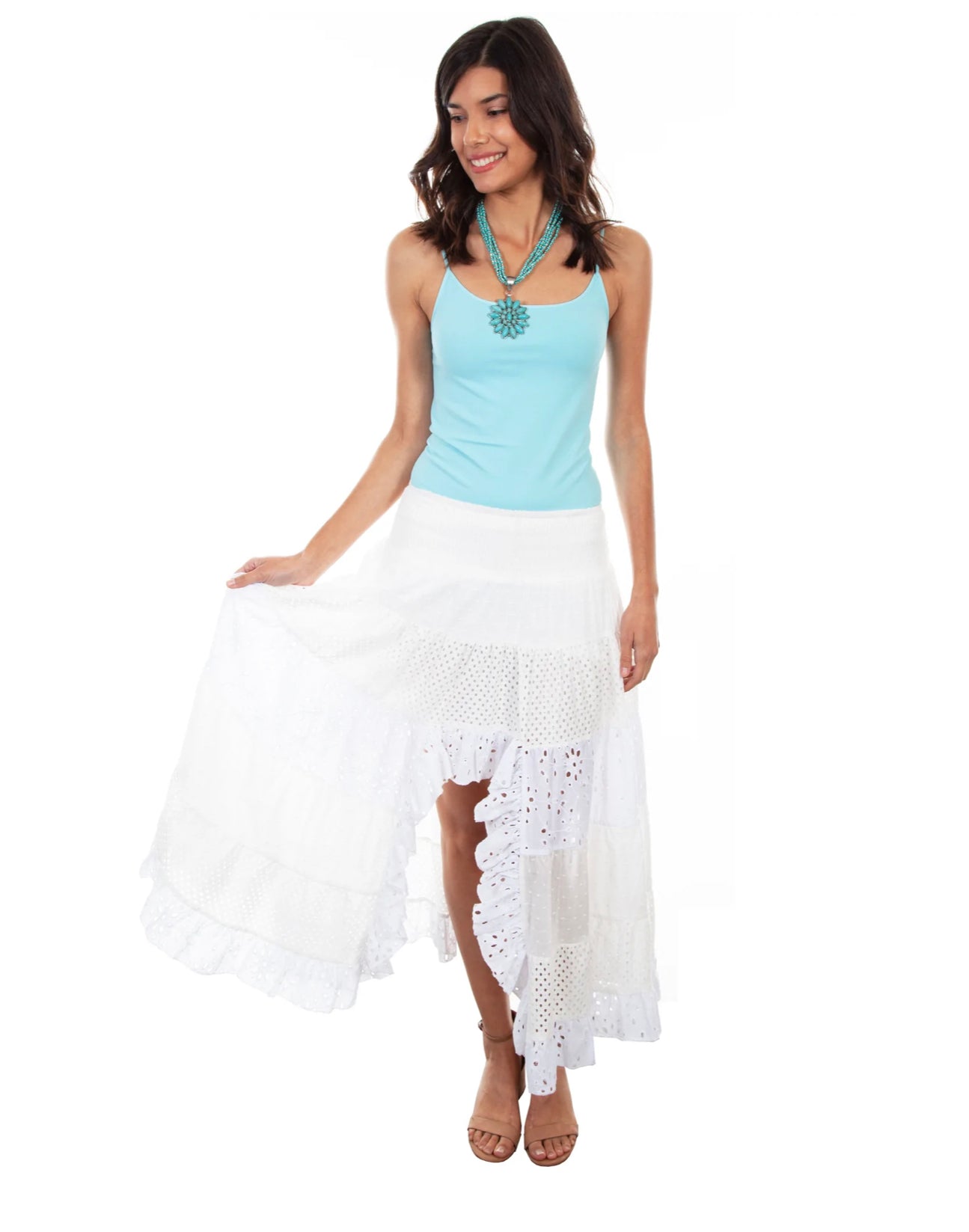 Scully Tiered White Lace Skirt