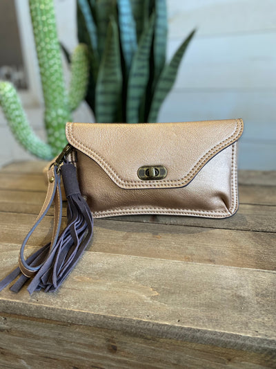 Catchfly Clutch Wristlet with Rose Gold