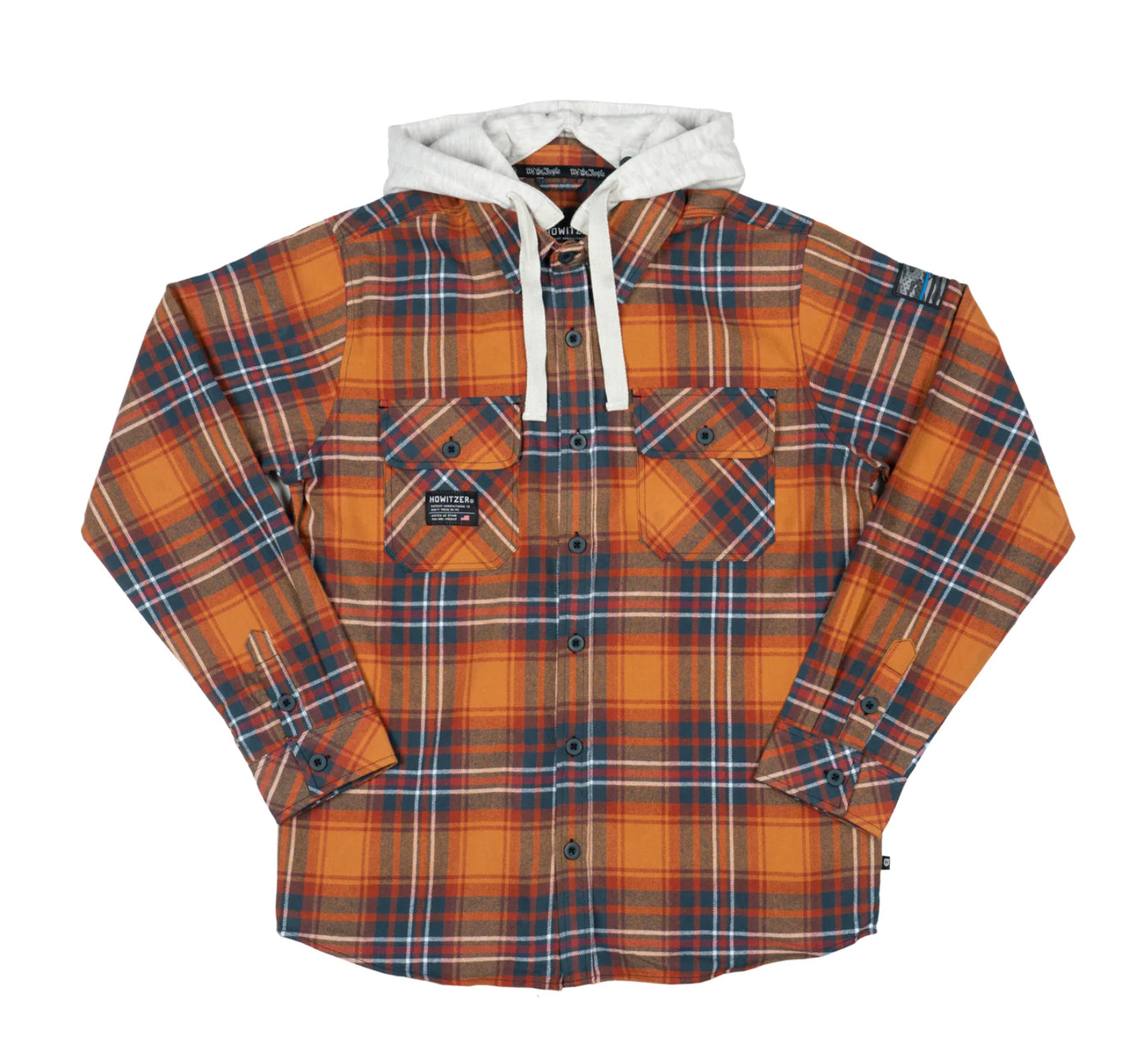 Howitzer Mag Hooded Rust and Blue Multi Flannel