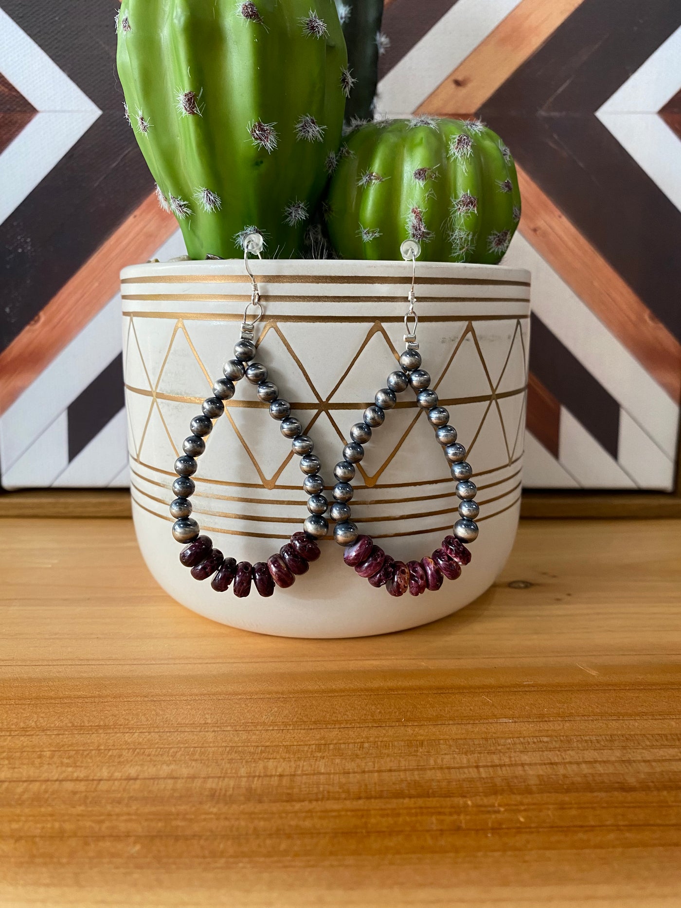 G3 Royalty Purple Spiny and Navajo Pearl Earrings