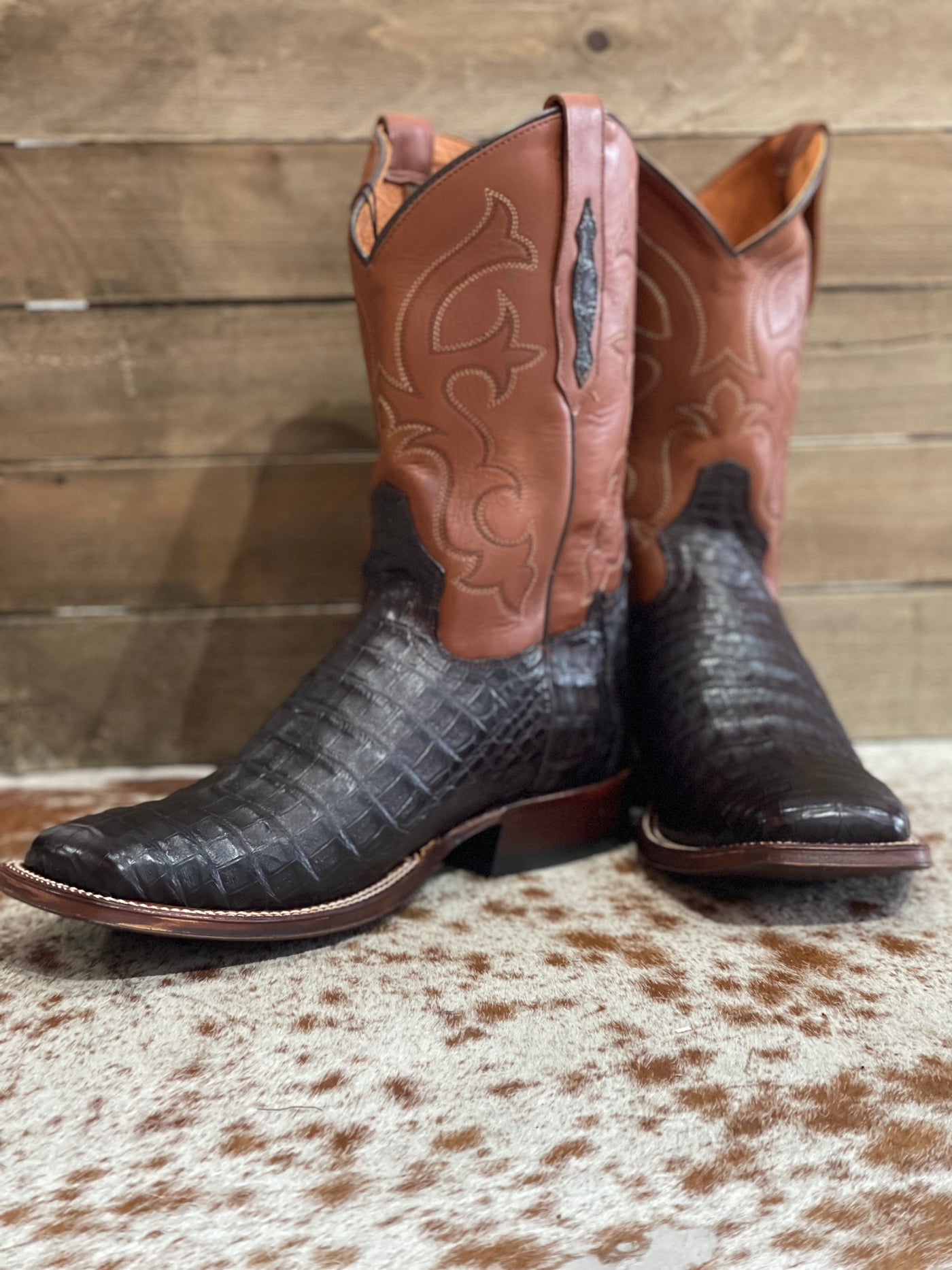 Tony Lama Cafe Burnished Caiman Belly Tail G3 Mercantile
