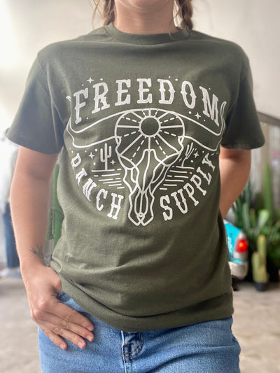 American Highway Freedom Ranch Moss Heather Graphic Tee