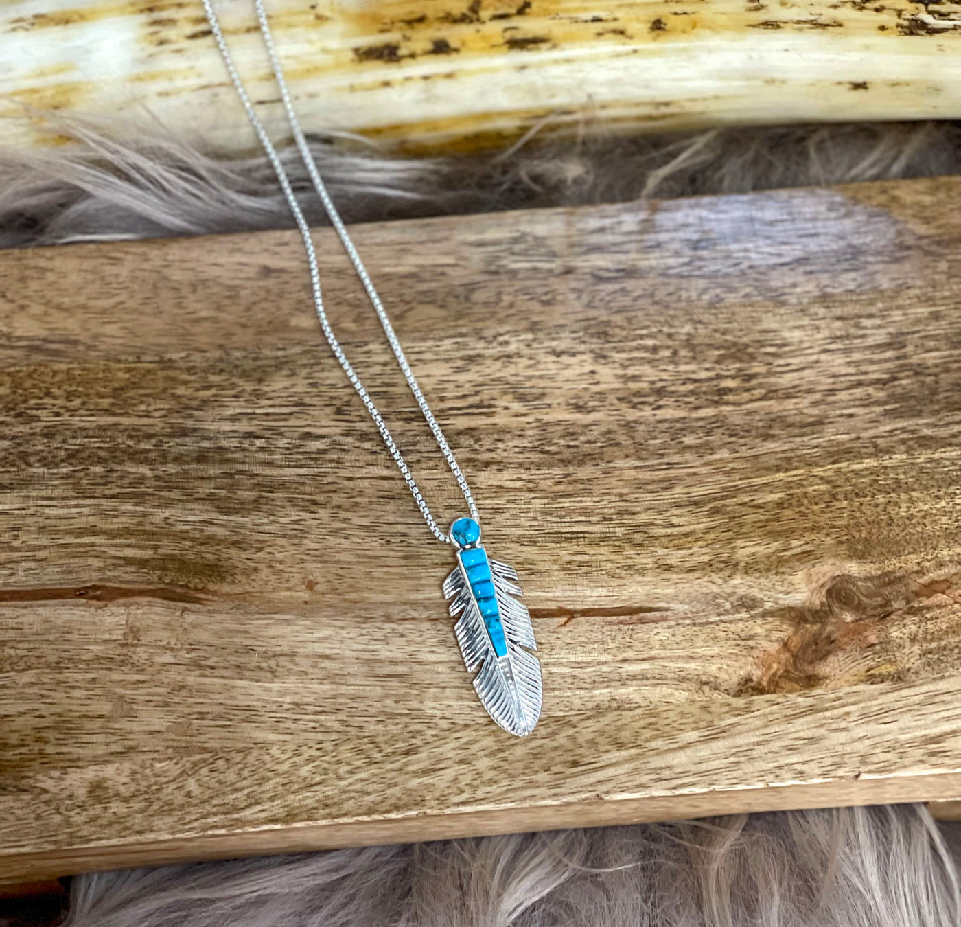 G3 Marksman Feather Turquoise and Silver Necklace